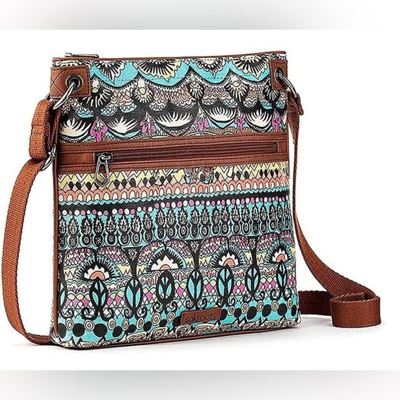 Sakroots Woman’s Hippie Chic Coated Canvas Multicolor Crossbody Bag - Picture 2 of 12